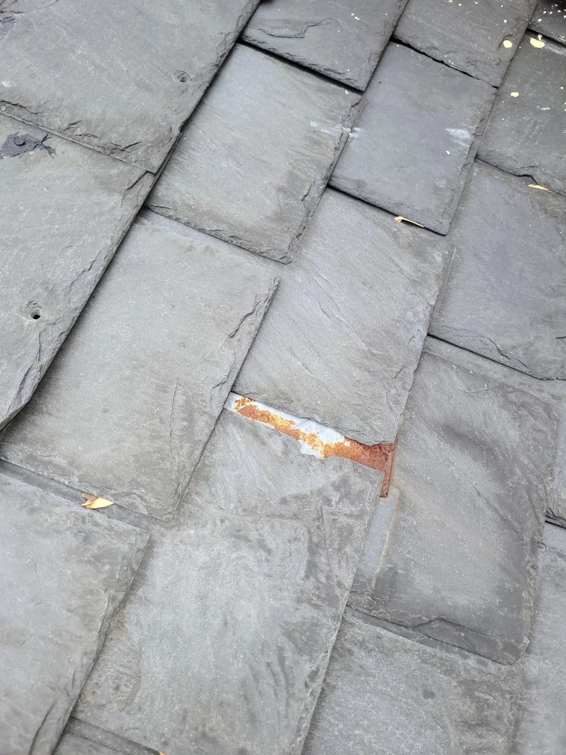 Damaged slate roof